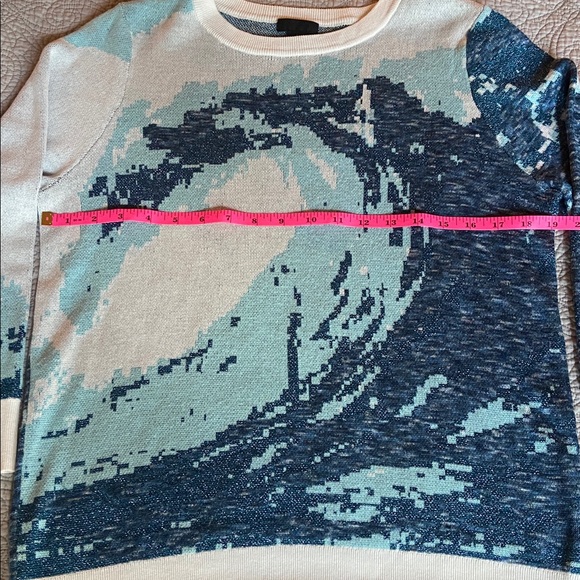 J. Crew Blue and White Wave Pattern Sweater - Picture 5 of 7